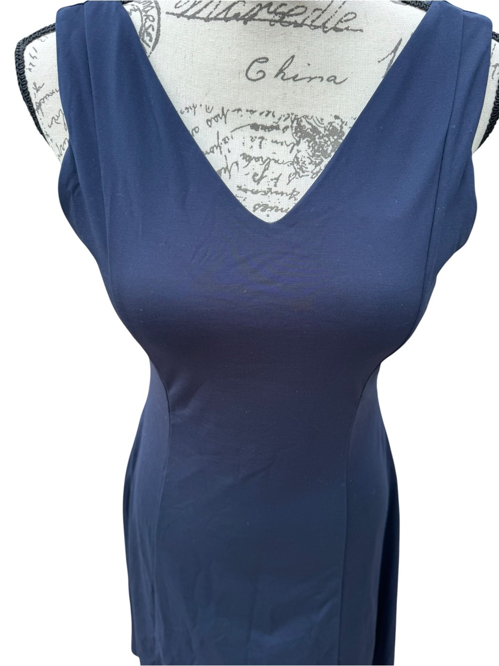 OGL Navy Stretch V-Neck Midi Dress - Picture 3 of 10